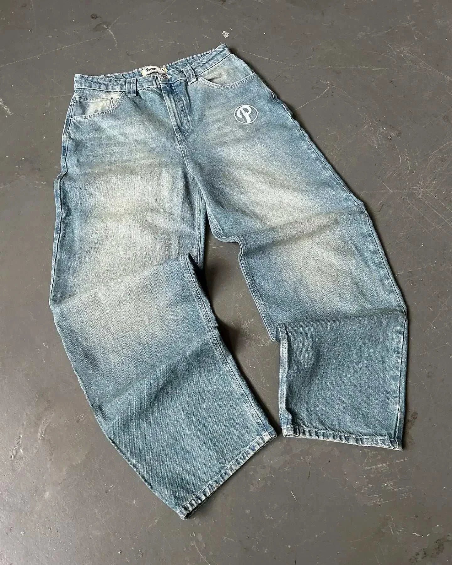 Chic Retro Vibe: Embroidered Baggy Jeans for Ultimate Comfort and Style - MENLL