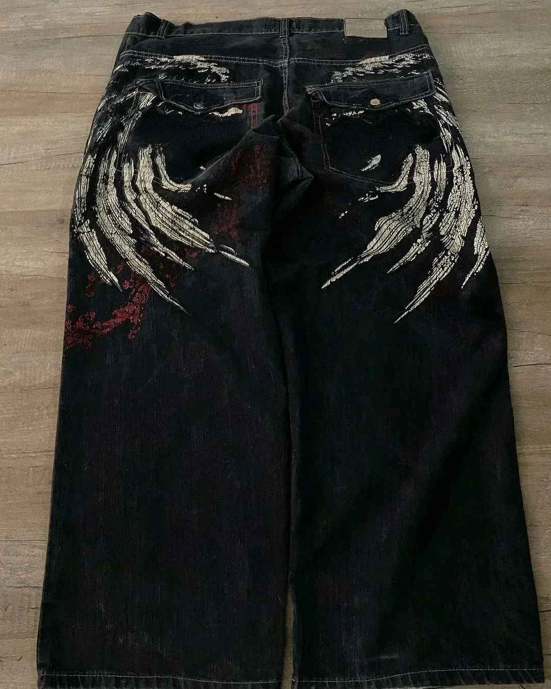 Chic Retro Vibe: Embroidered Baggy Jeans for Ultimate Comfort and Style - MENLL