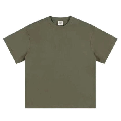 Black White GSM 500g Heavy-duty Pure Cotton T-shirt Thickened Threaded Round Neck Short Sleeves Three Needle Half Sleeve Tees