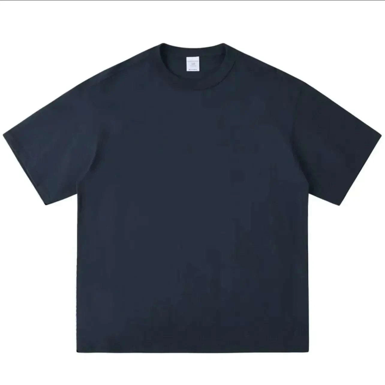 Black White GSM 500g Heavy-duty Pure Cotton T-shirt Thickened Threaded Round Neck Short Sleeves Three Needle Half Sleeve Tees - MENLL