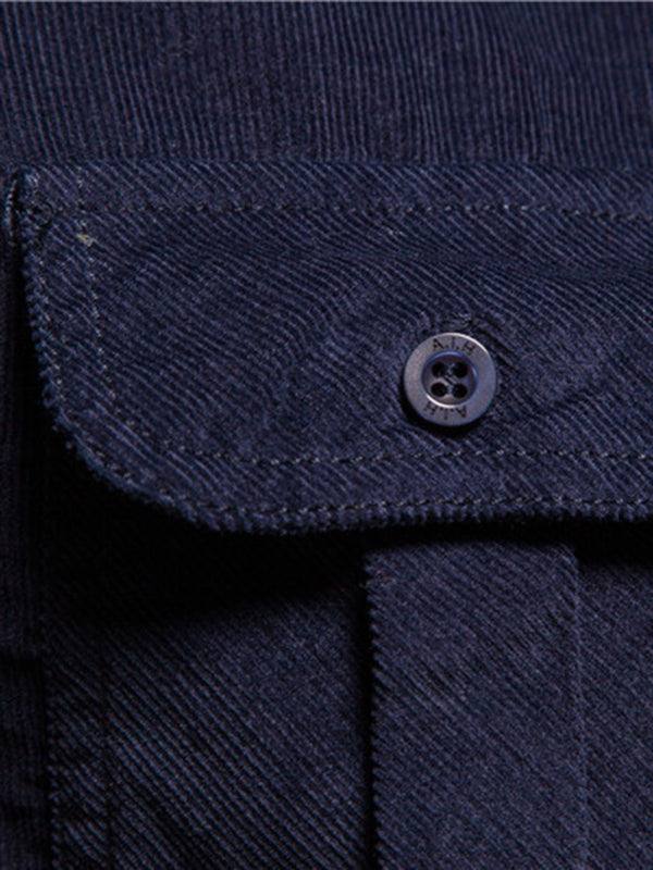 Chic Men's Corduroy Casual Long-Sleeve Shirt - Slim Fit & Soft Comfort for Every Occasion - MENLL