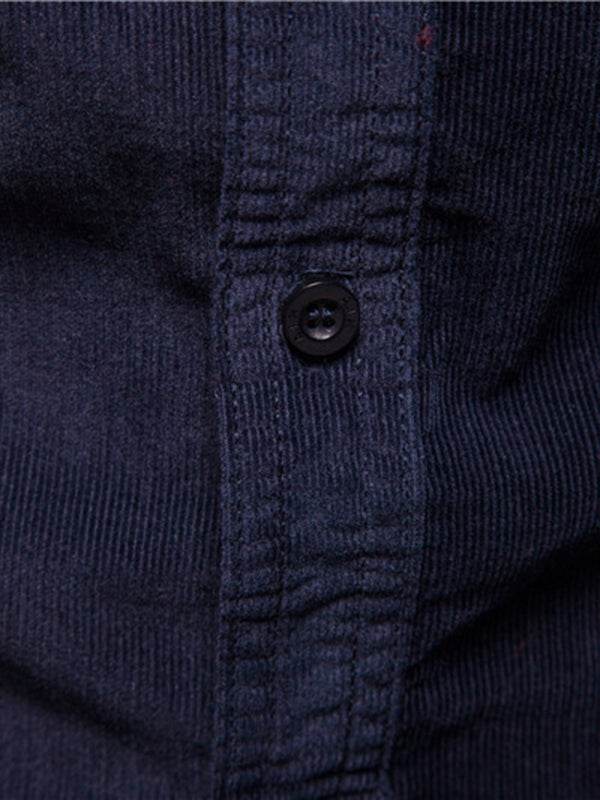Chic Men's Corduroy Casual Long-Sleeve Shirt - Slim Fit & Soft Comfort for Every Occasion - MENLL