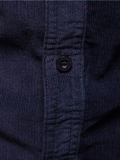 Chic Men's Corduroy Casual Long-Sleeve Shirt - Slim Fit & Soft Comfort for Every Occasion - MENLL