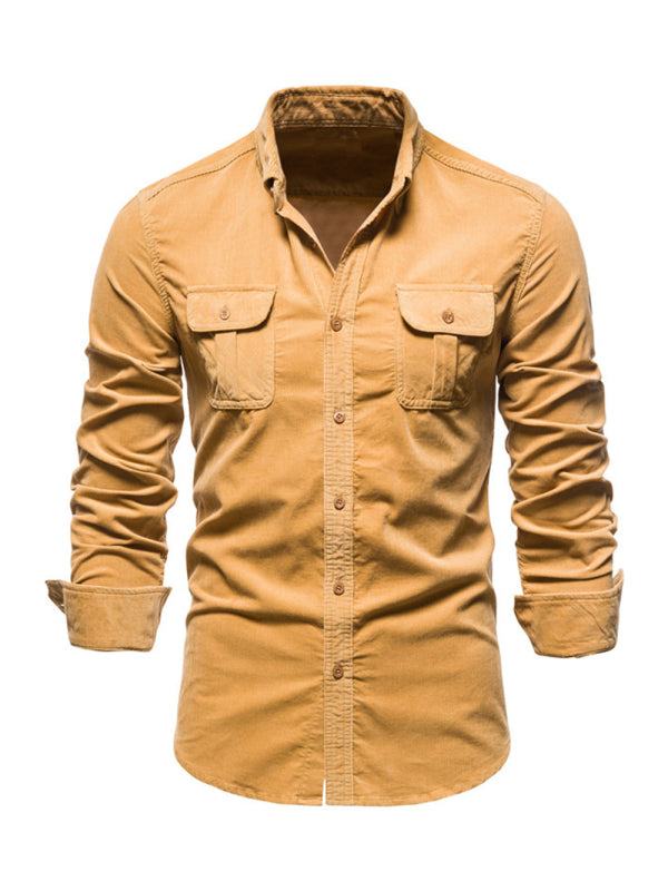 Chic Men's Corduroy Casual Long-Sleeve Shirt - Slim Fit & Soft Comfort for Every Occasion - MENLL