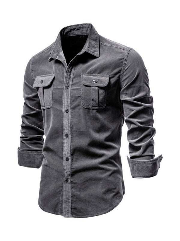 Chic Men's Corduroy Casual Long-Sleeve Shirt - Slim Fit & Soft Comfort for Every Occasion - MENLL
