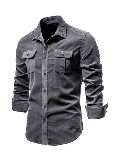 Chic Men's Corduroy Casual Long-Sleeve Shirt - Slim Fit & Soft Comfort for Every Occasion - MENLL