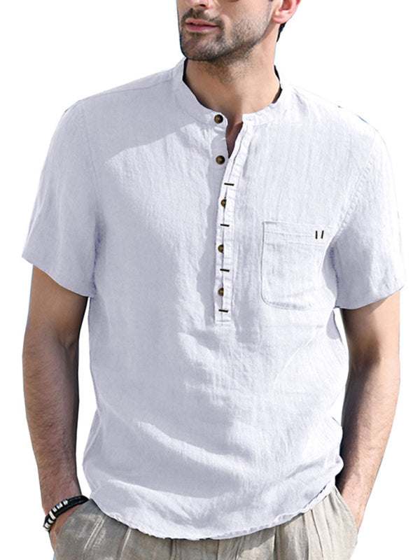 Breezy Linen-Cotton Short-Sleeve Shirt for Effortless Spring-Summer Style - MENLL