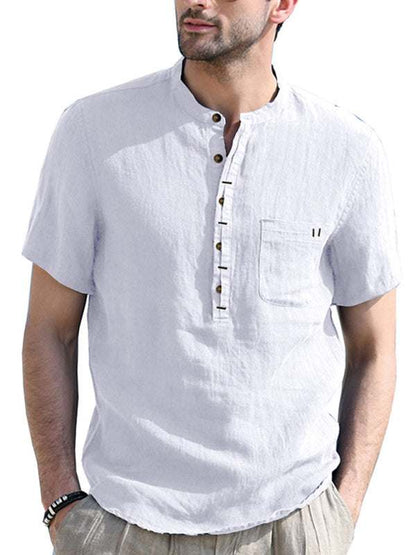 Breezy Linen-Cotton Short-Sleeve Shirt for Effortless Spring-Summer Style - MENLL