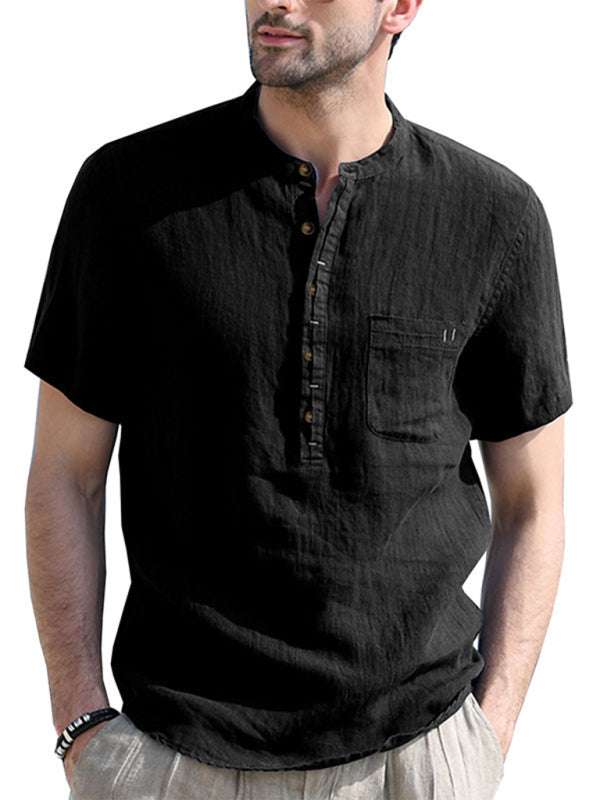 Breezy Linen-Cotton Short-Sleeve Shirt for Effortless Spring-Summer Style - MENLL