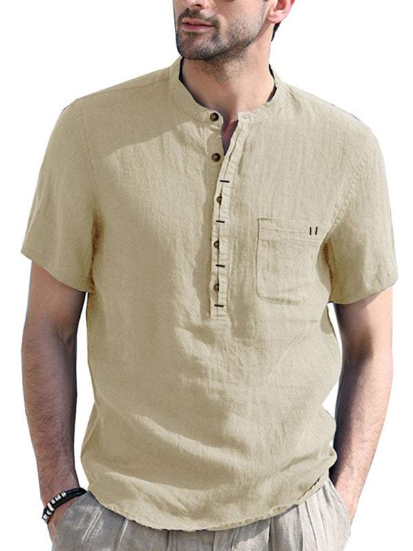Breezy Linen-Cotton Short-Sleeve Shirt for Effortless Spring-Summer Style - MENLL
