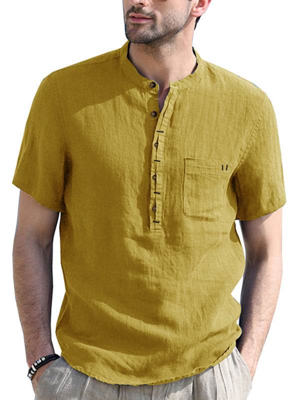 Breezy Linen-Cotton Short-Sleeve Shirt for Effortless Spring-Summer Style - MENLL