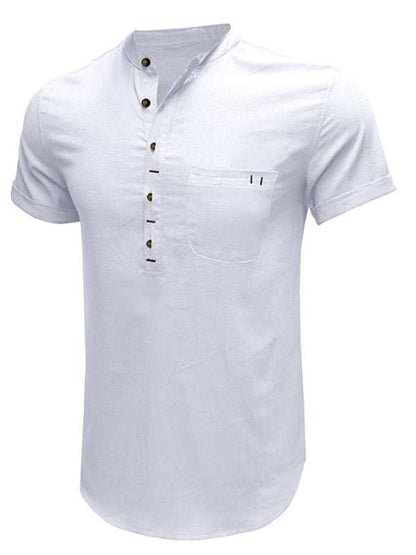 Breezy Linen-Cotton Short-Sleeve Shirt for Effortless Spring-Summer Style - MENLL