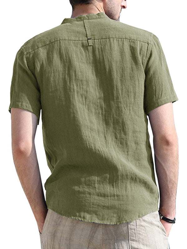 Breezy Linen-Cotton Short-Sleeve Shirt for Effortless Spring-Summer Style - MENLL