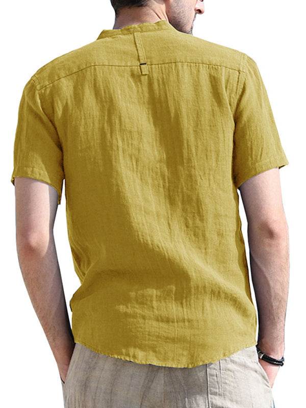 Breezy Linen-Cotton Short-Sleeve Shirt for Effortless Spring-Summer Style - MENLL