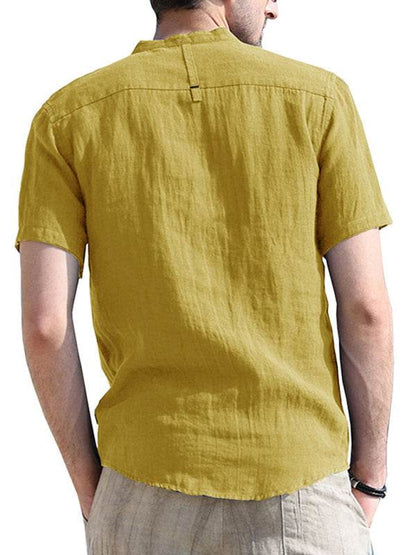 Breezy Linen-Cotton Short-Sleeve Shirt for Effortless Spring-Summer Style - MENLL