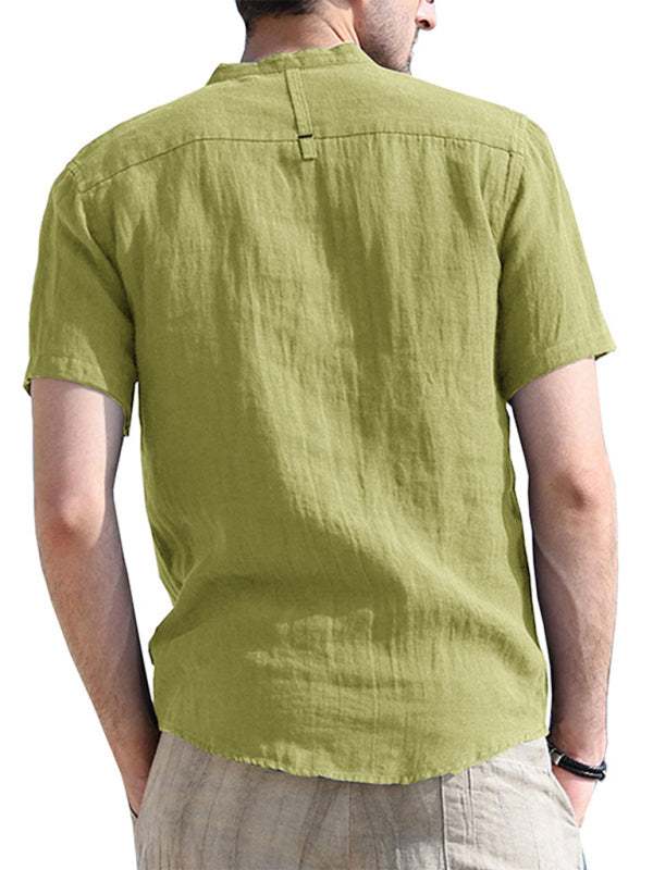 Breezy Linen-Cotton Short-Sleeve Shirt for Effortless Spring-Summer Style - MENLL