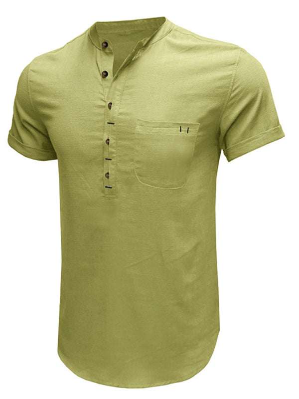 Breezy Linen-Cotton Short-Sleeve Shirt for Effortless Spring-Summer Style - MENLL