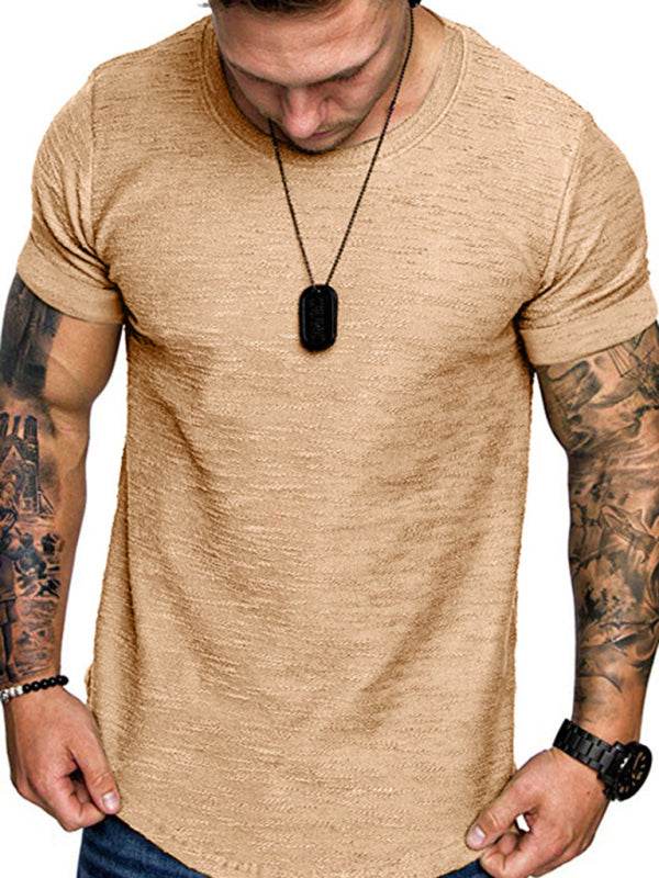 Bamboo Cotton Comfort: Classic Solid Round Neck Short-Sleeve T-Shirt for Men - MENLL