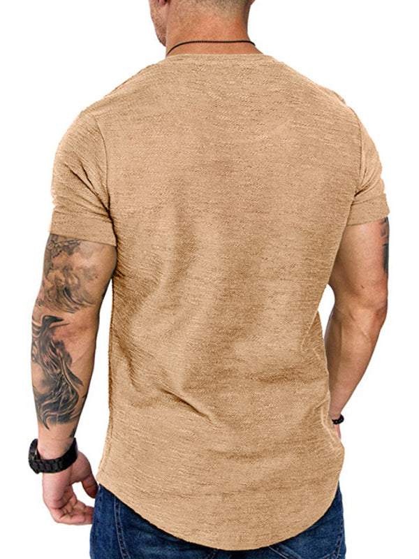 Bamboo Cotton Comfort: Classic Solid Round Neck Short-Sleeve T-Shirt for Men - MENLL