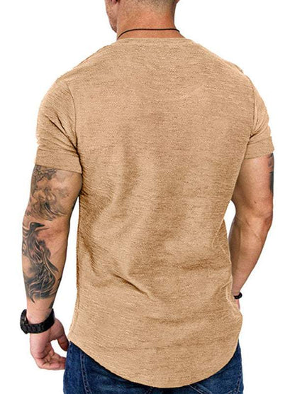 Bamboo Cotton Comfort: Classic Solid Round Neck Short-Sleeve T-Shirt for Men - MENLL