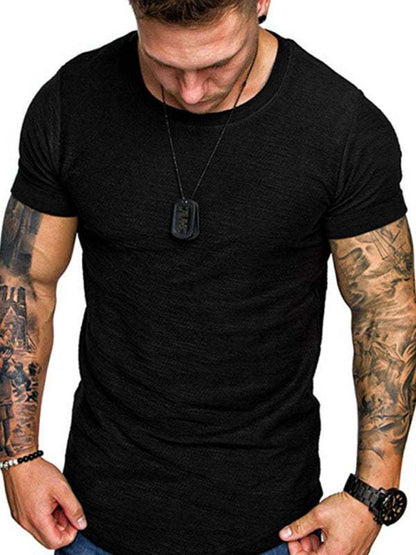 Bamboo Cotton Comfort: Classic Solid Round Neck Short-Sleeve T-Shirt for Men - MENLL