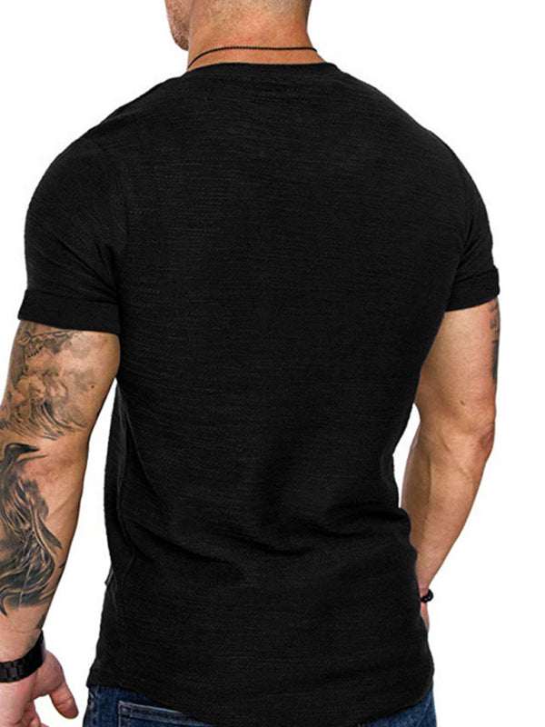 Bamboo Cotton Comfort: Classic Solid Round Neck Short-Sleeve T-Shirt for Men - MENLL