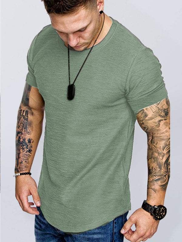 Bamboo Cotton Comfort: Classic Solid Round Neck Short-Sleeve T-Shirt for Men - MENLL