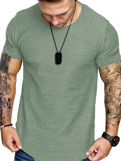 Bamboo Cotton Comfort: Classic Solid Round Neck Short-Sleeve T-Shirt for Men - MENLL