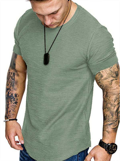 Bamboo Cotton Comfort: Classic Solid Round Neck Short-Sleeve T-Shirt for Men - MENLL