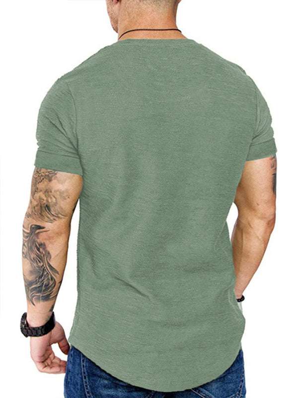 Bamboo Cotton Comfort: Classic Solid Round Neck Short-Sleeve T-Shirt for Men - MENLL
