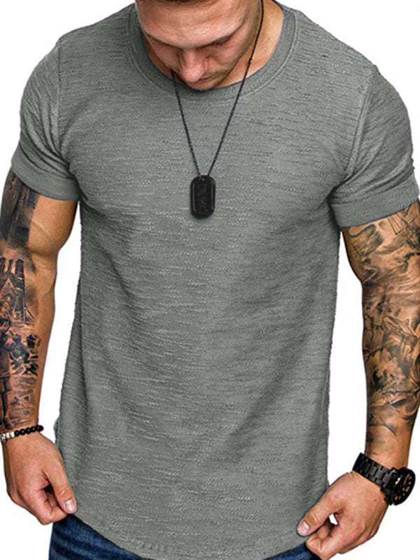 Bamboo Cotton Comfort: Classic Solid Round Neck Short-Sleeve T-Shirt for Men - MENLL