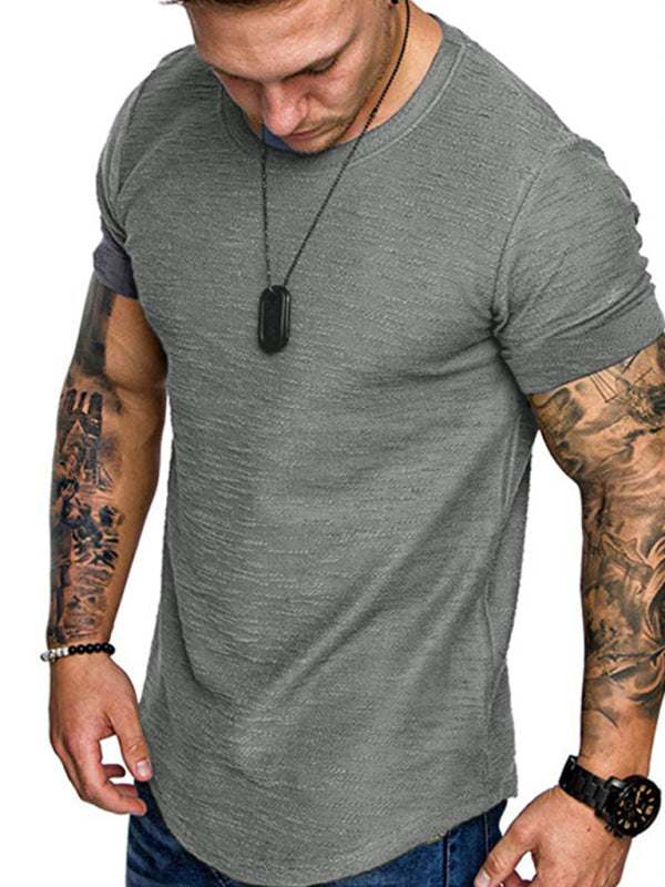 Bamboo Cotton Comfort: Classic Solid Round Neck Short-Sleeve T-Shirt for Men - MENLL