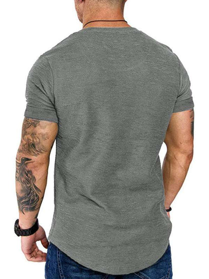 Bamboo Cotton Comfort: Classic Solid Round Neck Short-Sleeve T-Shirt for Men - MENLL