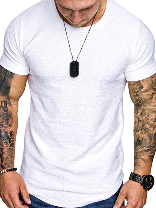 Bamboo Cotton Comfort: Classic Solid Round Neck Short-Sleeve T-Shirt for Men - MENLL