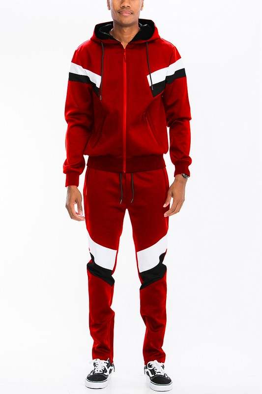 Chevron Stripe Full Zip Track Suit - MENLL
