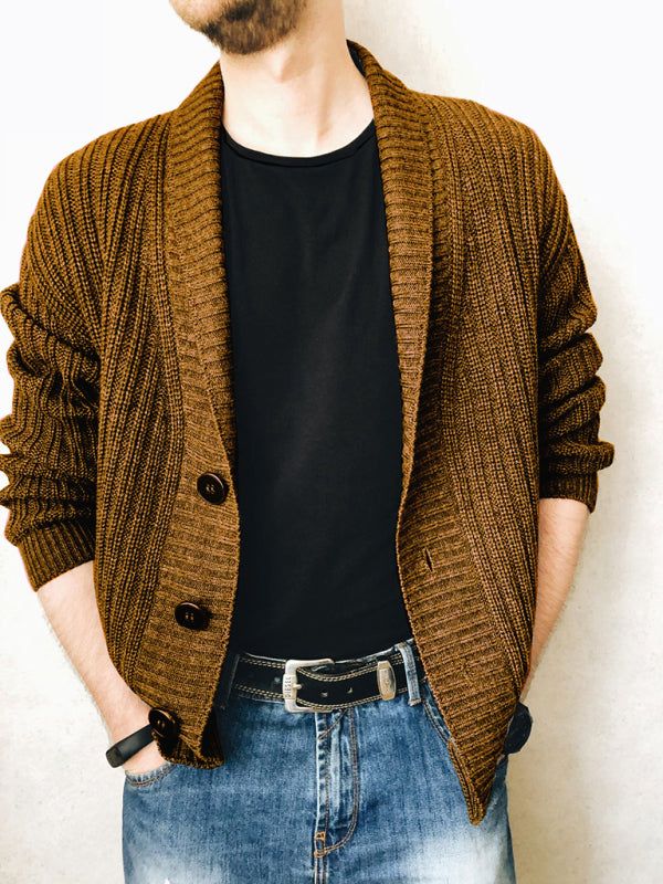 Chic Men's Open Front Ribbed Cardigan - Versatile Layering Essential for Every Season - MENLL