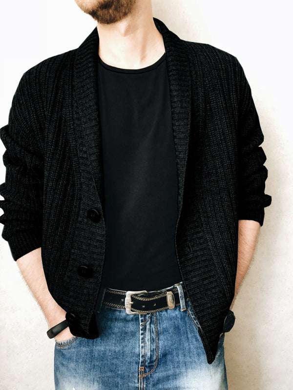 Chic Men's Open Front Ribbed Cardigan - Versatile Layering Essential for Every Season - MENLL