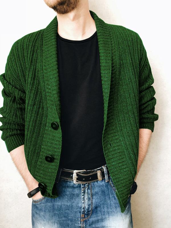 Chic Men's Open Front Ribbed Cardigan - Versatile Layering Essential for Every Season - MENLL