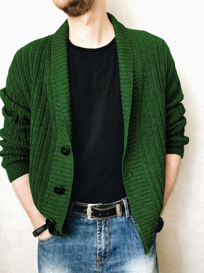 Chic Men's Open Front Ribbed Cardigan - Versatile Layering Essential for Every Season - MENLL