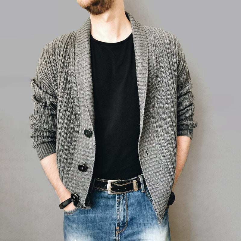 Chic Men's Open Front Ribbed Cardigan - Versatile Layering Essential for Every Season - MENLL