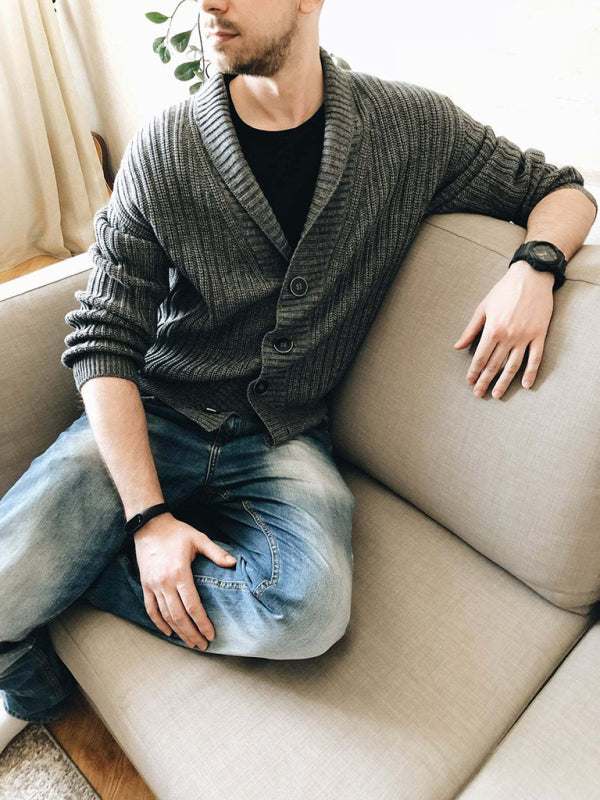 Chic Men's Open Front Ribbed Cardigan - Versatile Layering Essential for Every Season - MENLL