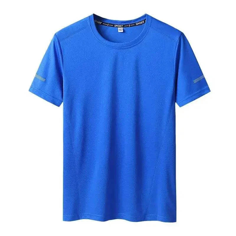 Men's oversized blue round neck T-shirt, quick-drying, plus size 9XL.