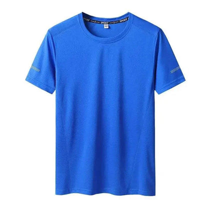 Men's oversized blue round neck T-shirt, quick-drying, plus size 9XL.