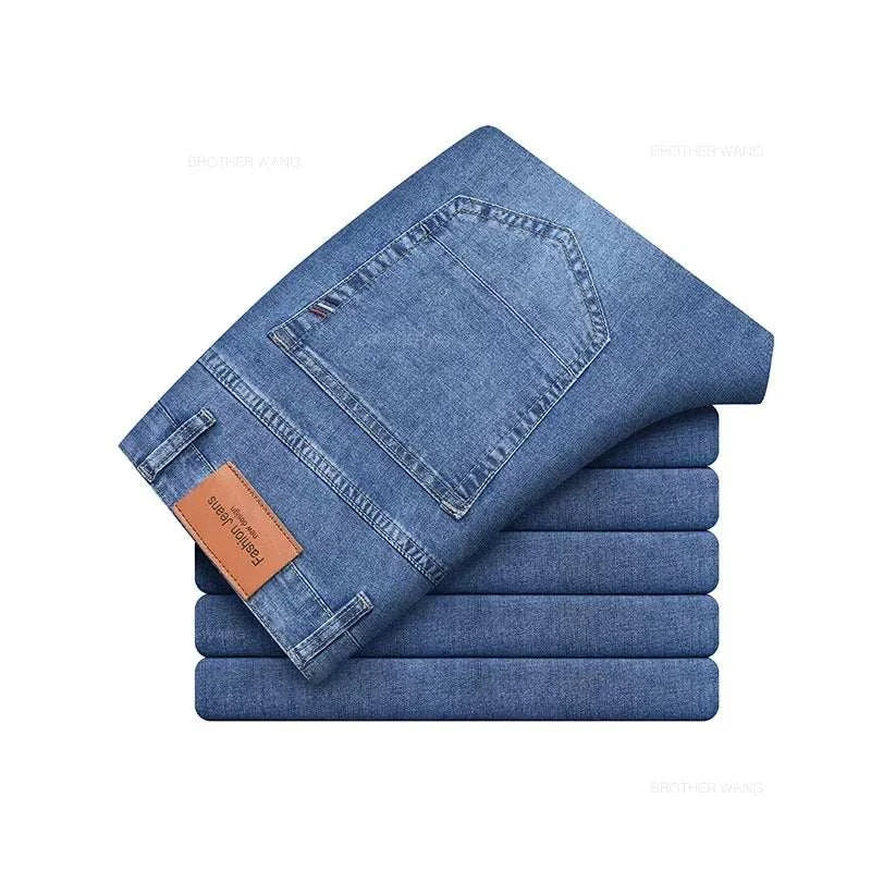 Ultimate Summer Comfort: Men's Gray Stretch Jeans for Effortless Style - MENLL