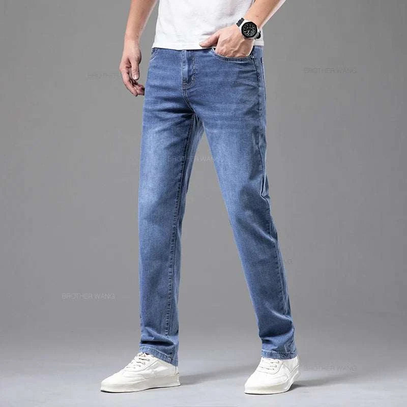 Ultimate Summer Comfort: Men's Gray Stretch Jeans for Effortless Style - MENLL