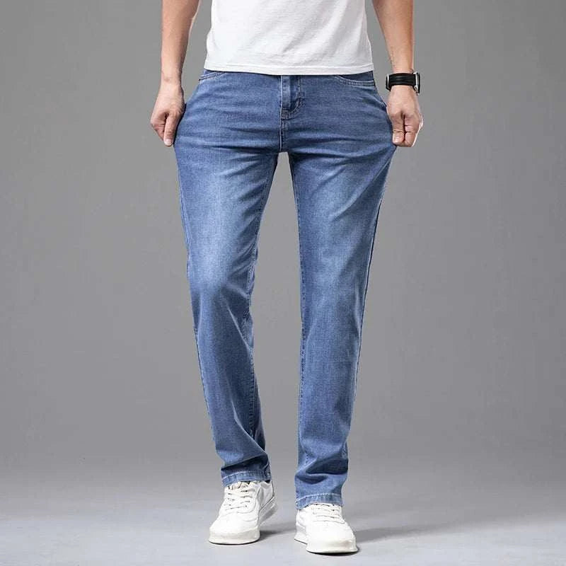Ultimate Summer Comfort: Men's Gray Stretch Jeans for Effortless Style - MENLL