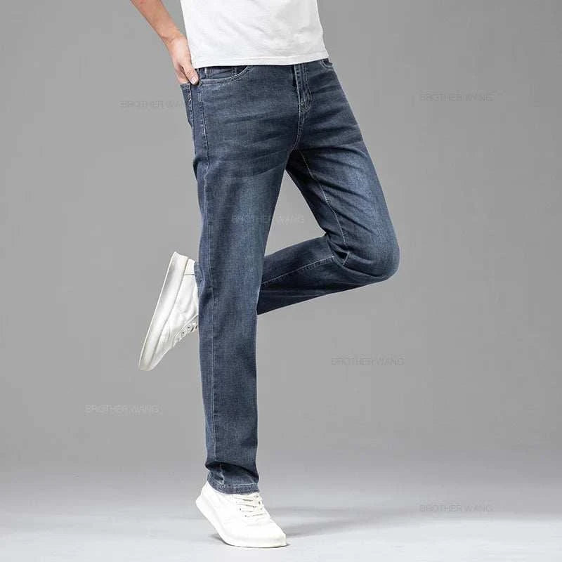 Ultimate Summer Comfort: Men's Gray Stretch Jeans for Effortless Style - MENLL