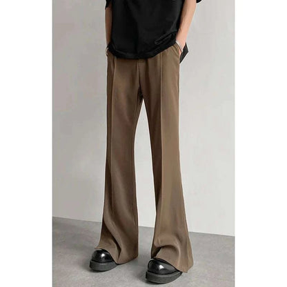 Brown Black Suit Pants Men Fashion Social Mens Dress Pants Korean Loose Casual Flared Pants Mens Office Formal Trousers M-2XL - MENLL