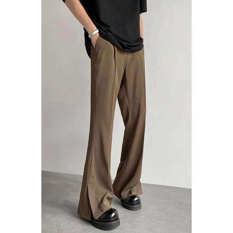 Brown Black Suit Pants Men Fashion Social Mens Dress Pants Korean Loose Casual Flared Pants Mens Office Formal Trousers M-2XL - MENLL