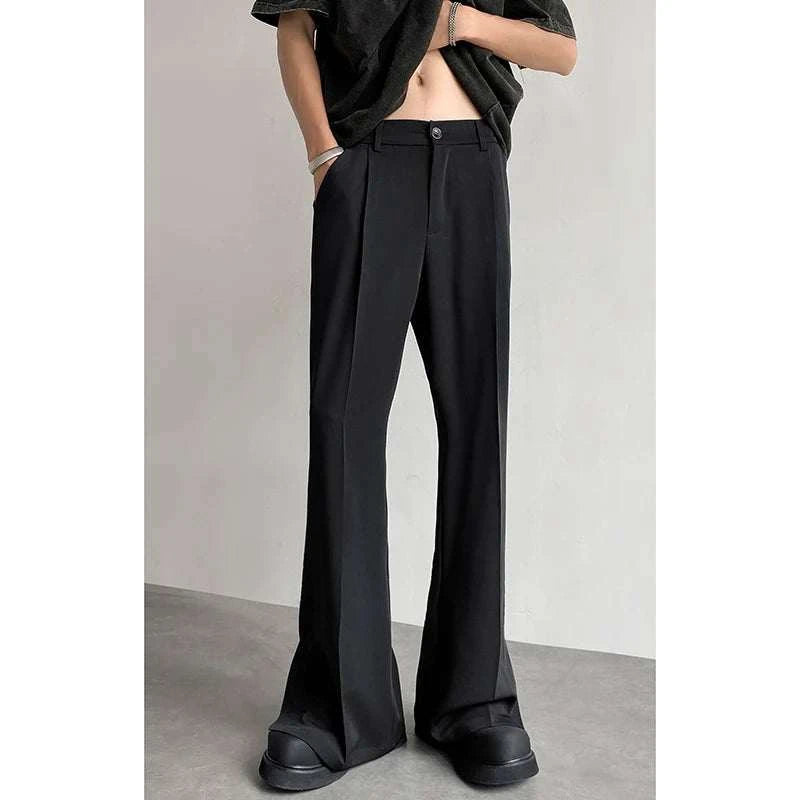 Brown Black Suit Pants Men Fashion Social Mens Dress Pants Korean Loose Casual Flared Pants Mens Office Formal Trousers M-2XL - MENLL